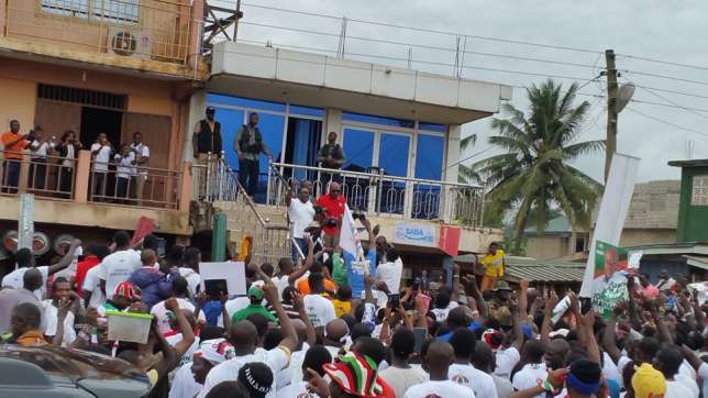 President Mahama addressing party supporters at Agona Nkwanta in the Ahanta West constituency